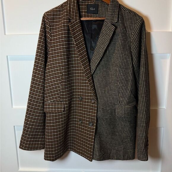 RAILS Blazer Womens Brown Plaid Houndstooth Wool Blend Cody Jacket Size XL - Picture 2 of 11